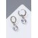 Earrings with bloom rhinestones hanging, white color in silver