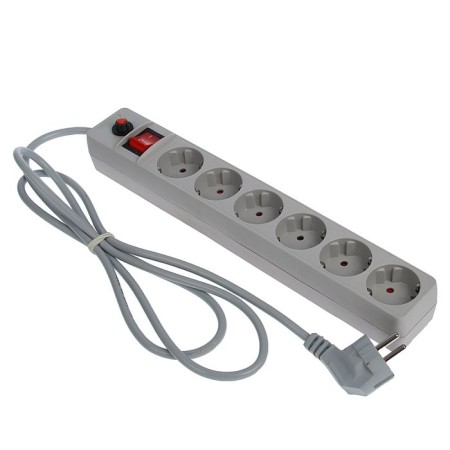 Network filter Universal 967U-5001, 6 sockets, 1.8 m, 10 A, PVS 3x0.75, gray