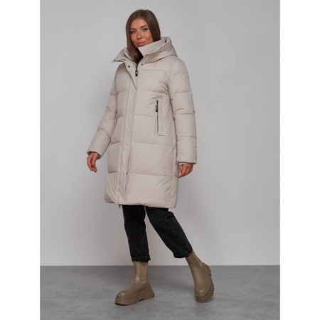 Coat insulated winter feminine, size 48, color light gray-1