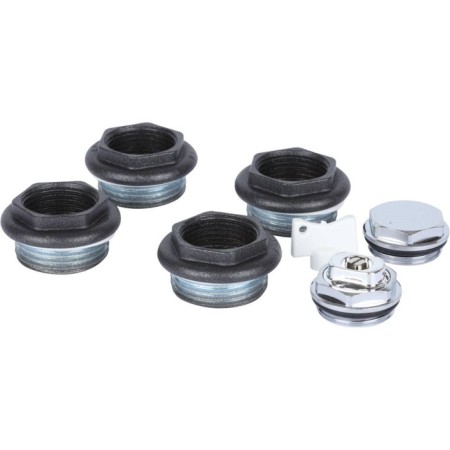 A set for connecting a radiator Global, 1 "X3/4", without brackets, in a blist, black color is black