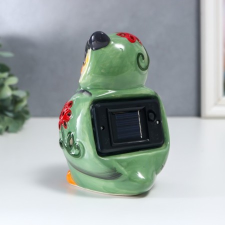 Souvenir Ceramics Light "Green Filin with Flower" from the solar battery 13.5x9.5 cm-3