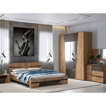 Bedside table Sorento, 500x366x346, oak craft/concrete dark-1