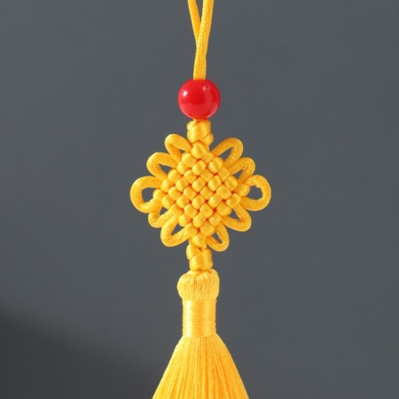 Suspension textiles, plastic "Knot of happiness and infinity" yellow 8.5 cm-1