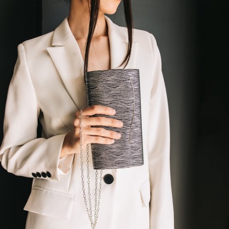 Women's bag on magnet, white/black color-9