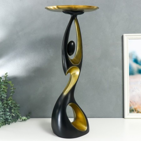 Souvenir Polystone stand "Abstraction. Bends" black with gold d = 30 cm 70x23x21 cm-1