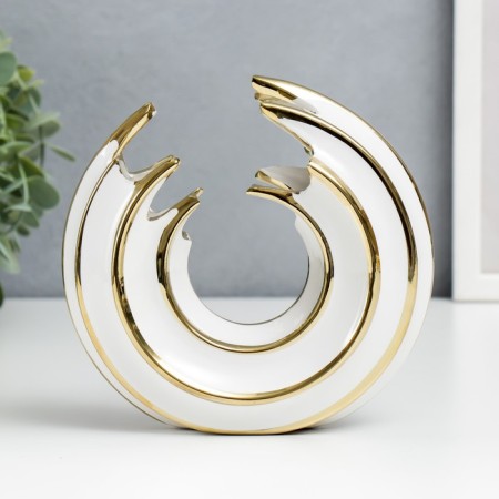 Souvenir Ceramics "Abstraction. Whirlpool" White with gold 16x16 cm-3