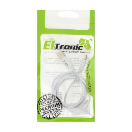 Eltronic Type -C - USB, 2.4 A, 1 m, charging + data transfer, package, white-3