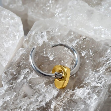 Piercing in the ear "Ring" heart, d = 12 mm, the color is golden-silver-2