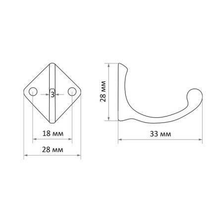 Hook furniture tundra TKO025, one -rod, bronze, 25 pcs-5