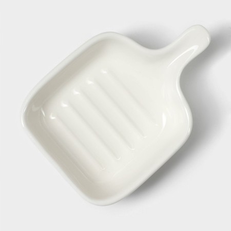 Ceramic sauce with the handle of the frying pan, 50 ml, 10.5 × 7.2 cm, white color-3