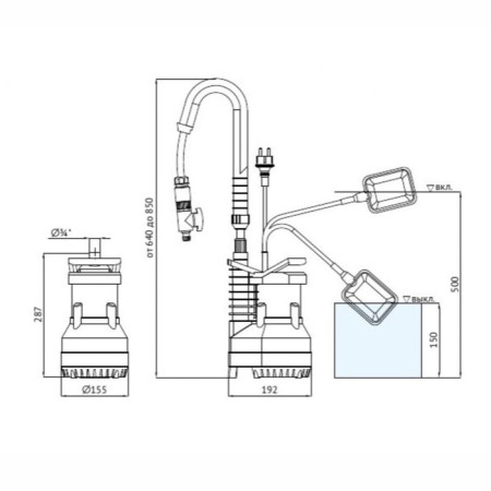 Dipplex garden unipump Rain Q250, with an external float circuit breaker-3