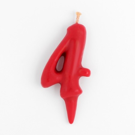 Candle for the cake the figure "Oval" "4", red, 5.5 cm-1