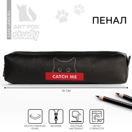 School Penalus made of artificial leather “September 1: Cat”, 19 x 8 x 3 cm
