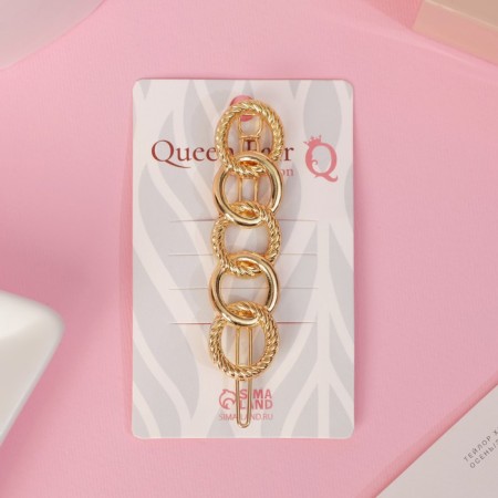 Hair clip "Jacqueline" circles, 7.5 cm, gold-2