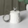 Ceramic mug with a spoon "Stylish Bear", 320 ml, white color