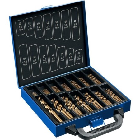 Set of drill on metal bison, p6m5k5, cylindrical shank, 1-10 mm, 99 pcs, class A, case 96004