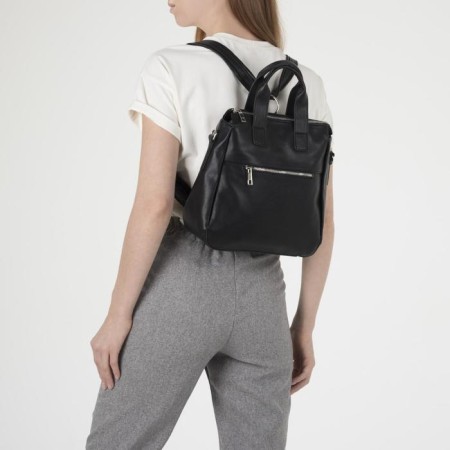 Backpack - female bag, artificial leather, black color-5