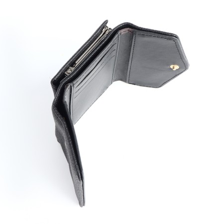 Women's wallet on the button, black color-5