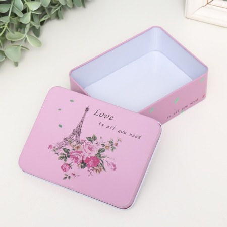 Rectangular metal box "Paris in flowers" 12.5x9.5x4.2 cm-2