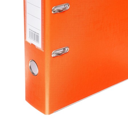 A4, 75 mm registrar, calligrata, PVC, embossing "Len", metal edging, pocket for a spine, collected, orange, mix-2