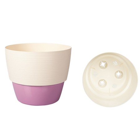 Plastic pot Live-In-Green with the Valencia tab, D = 17.5 cm, 2.5 l, vanilla color, heather-1