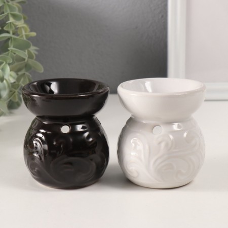 Aroma lamp ceramics "Geometry and vegetation" mix 7.5x8.5x9 cm
