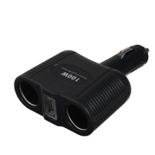The cigarette lighter branch of 2 slots and 1 USB, with backlight, 100 watts