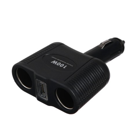 The cigarette lighter branch of 2 slots and 1 USB, with backlight, 100 watts