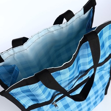 Folding bag on Velcro, 2 wheels, blue color-5