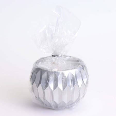 Candle "Shar" in a candlestick with sharp faces of gypsum, 7x6cm, silver-3