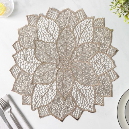 Serving napkin on the table “Flower”, d = 43 cm, gold color-1