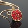 Pomegranate pendant, burgundy color in gold, l = 45 cm