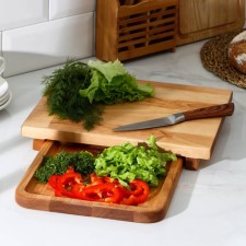 Grootboard ADELICA, with a retractable tray, saturated with mineral oil, 30 × 24 cm, a tray 22 × 22 cm, birch