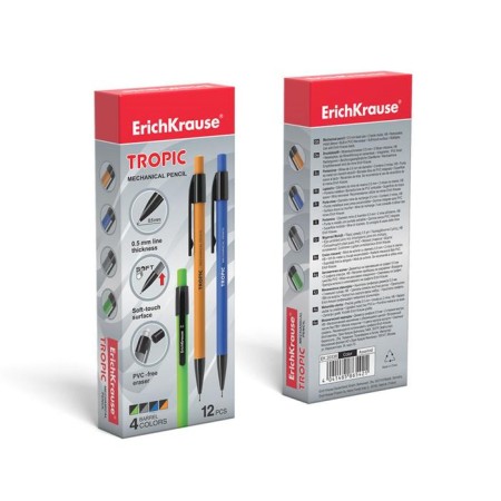 Mechanical pencil Erichkrause "Tropic", NV, Griffel D = 0.5 mm, Soft Touch coating, in a box, mix-9