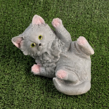 Garden figure "kitten" gray, 13x18x10cm-1