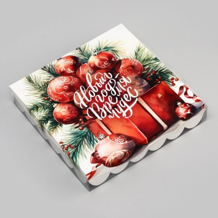 Bearbox, confectionery packaging, "Miracles!" 18 x 18 x 3 cm, new year-2