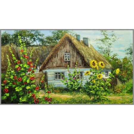 Diamond mosaic "House in the village", 50 × 30 cm, 31 color
