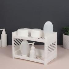 Organizer for storage, 2 sections, 24.2 × 15 × 16.7 cm, white color