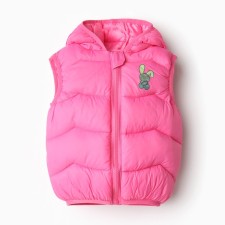 Warm vest for girls, pink color, height 116-122 cm