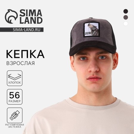 Men's cap with a DIGNITY grid, black color, rr 56-7