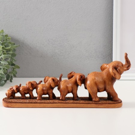 Polystone souvenir "Five elephants on a stand" under a tree 6.3x31x12.5 cm-3