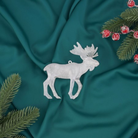 Christmas tree decoration "Reindeer overflow" 12x11.5 cm, white