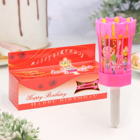 Candle for cake musical "Flower", pink, 15 × 5 cm-3