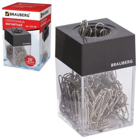 Scraper magnetic with 30 paper clips, transparent case, black cover