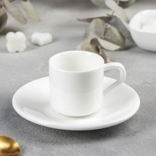 Coffee steam porcelain Wilmax, 2 items: a mug of 90 ml, a saucer d = 13 cm, white color