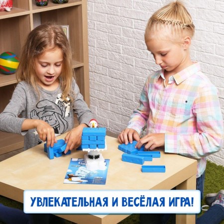 Board game falling tower "Ice Penguin", 2-4 players, 4+-3