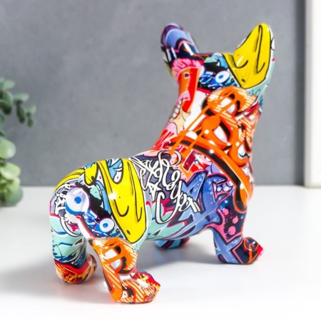Souvenir Polystone "Corgi" graffiti 19.5x10.5x25.5 cm-3