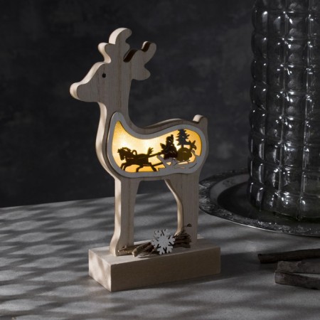 LED figure "Deer" 12 × 23 × 5 cm, wood, batteries AAAX2 (not complete), glow warm white