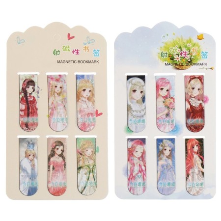 A set of magnetic bookmark for books Calligrata 6 pieces, "anime", mix-2