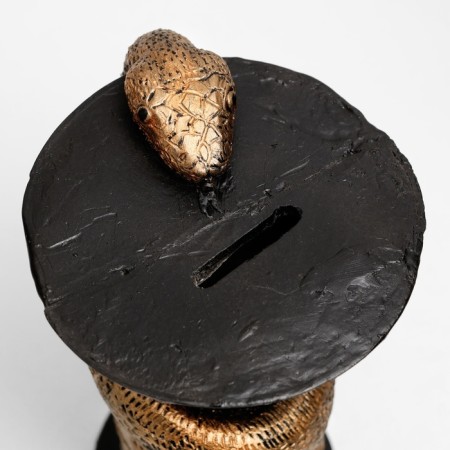 The piggy bank "Snake with a cup" bronze, 15x10cm-4